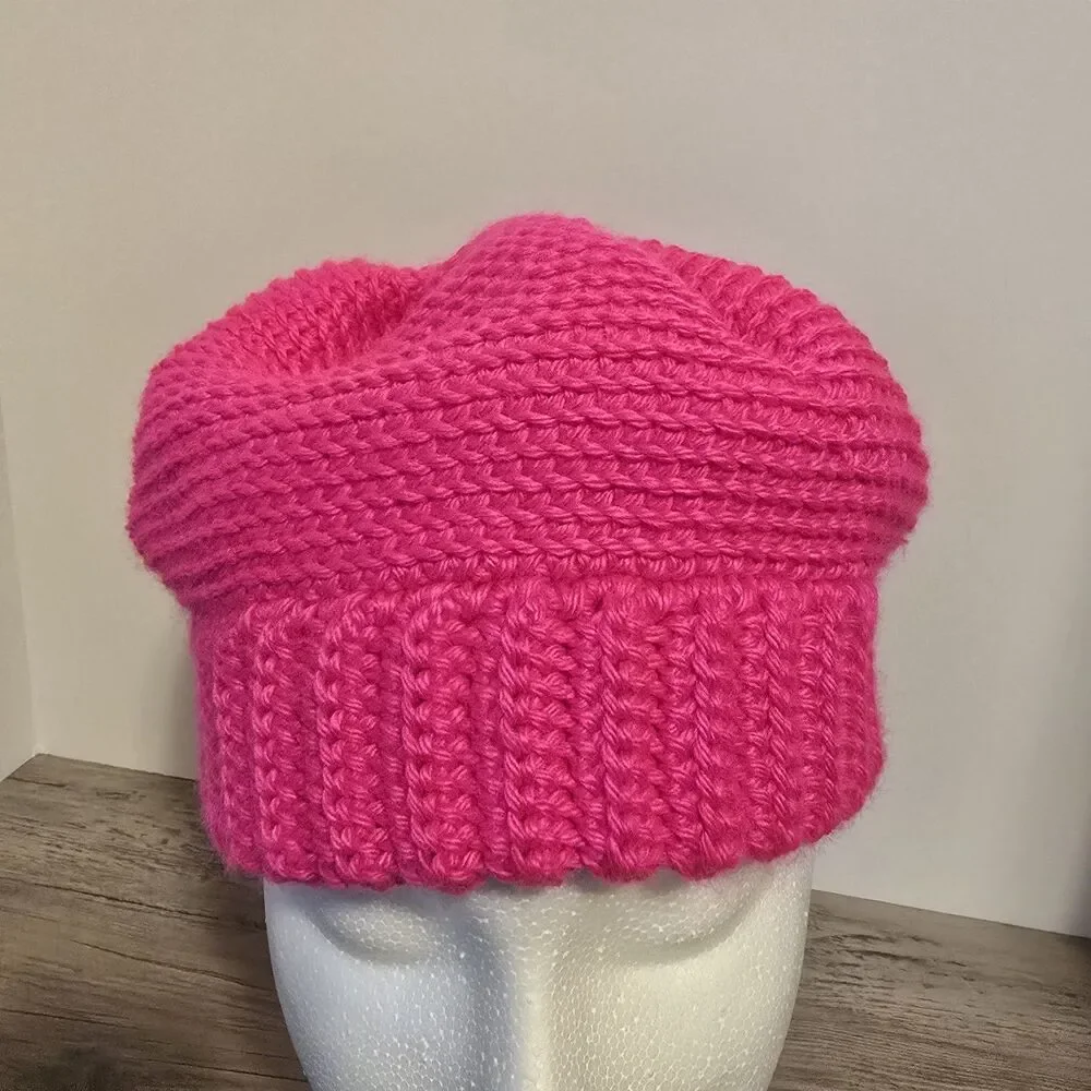 Crochet Beanie, One Size, Pink, Single Crochet.